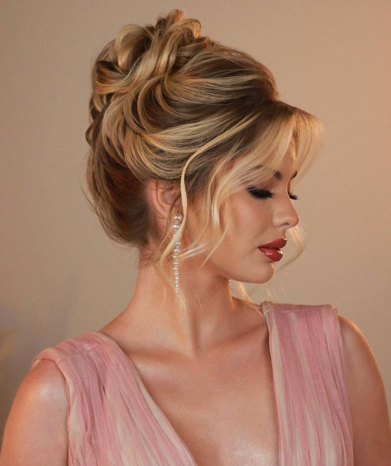 Messy Bun with Bangs