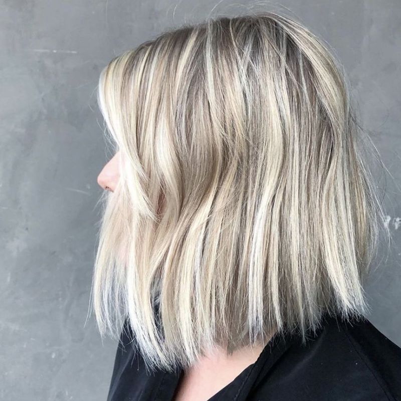 Blunt Cut with Icy Blonde Highlights