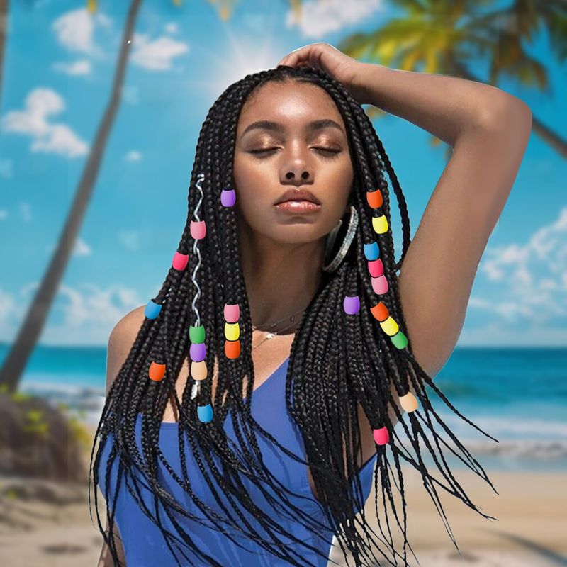 Rainbow Beaded Cornrows