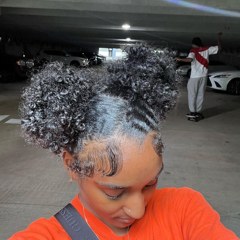 Afro Puff with Flowers