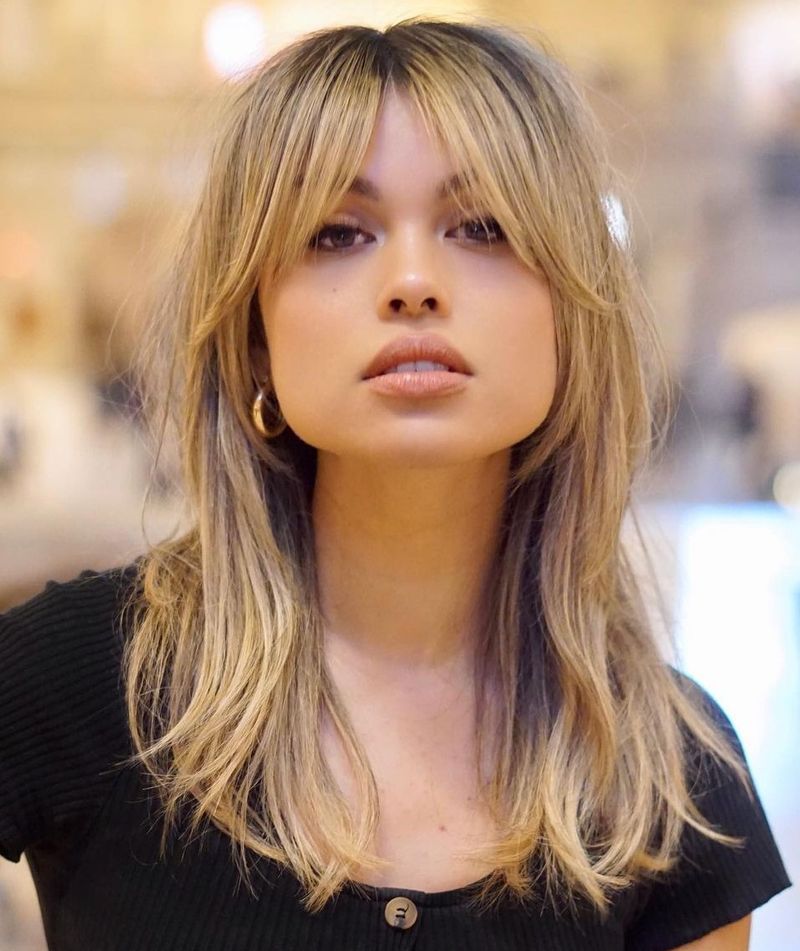 Glass Curtain Bangs with Sleek Strands