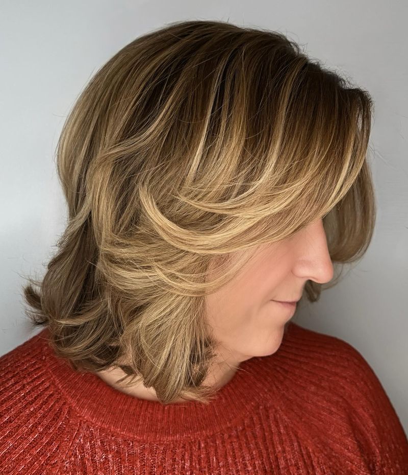 Feathered Cut with Golden Highlights