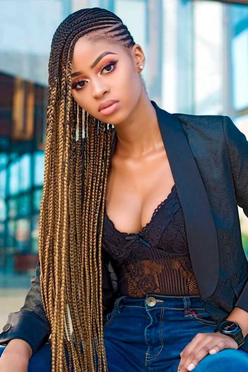 Side-Swept Cornrows