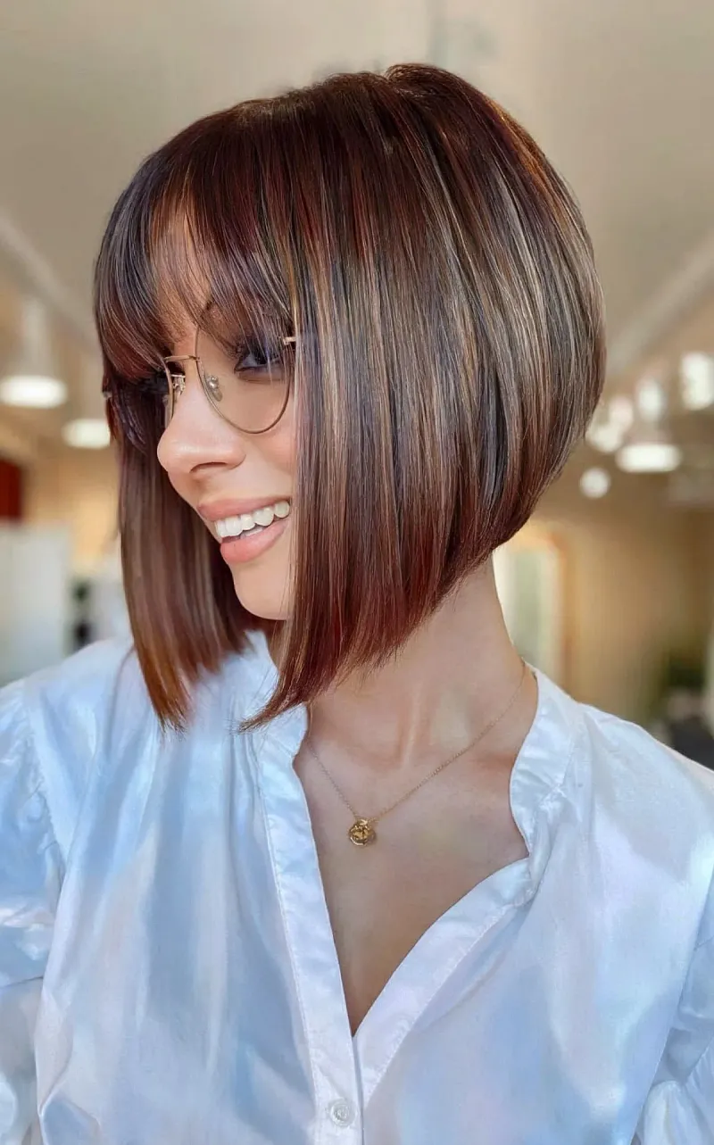 Sleek A-Line Bob with Wispy Bangs