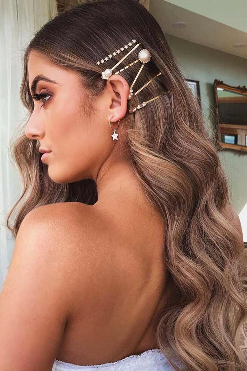 Soft Curls with Barrettes