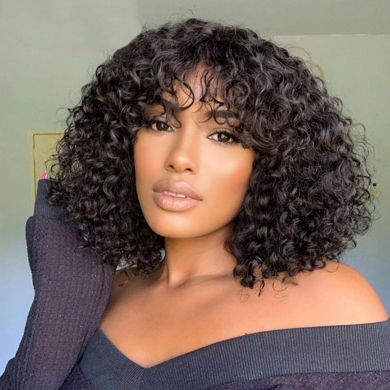 Curly Bob with Bangs