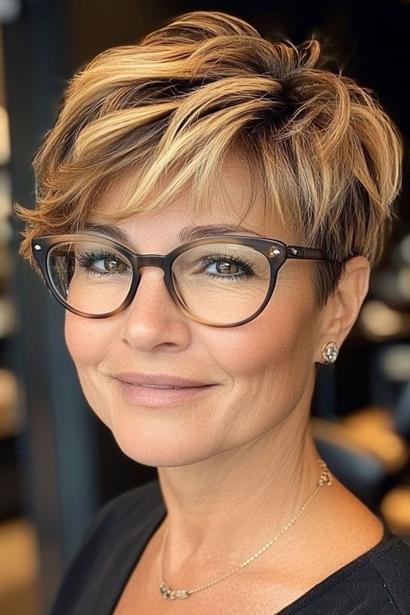 Textured Pixie with Highlights