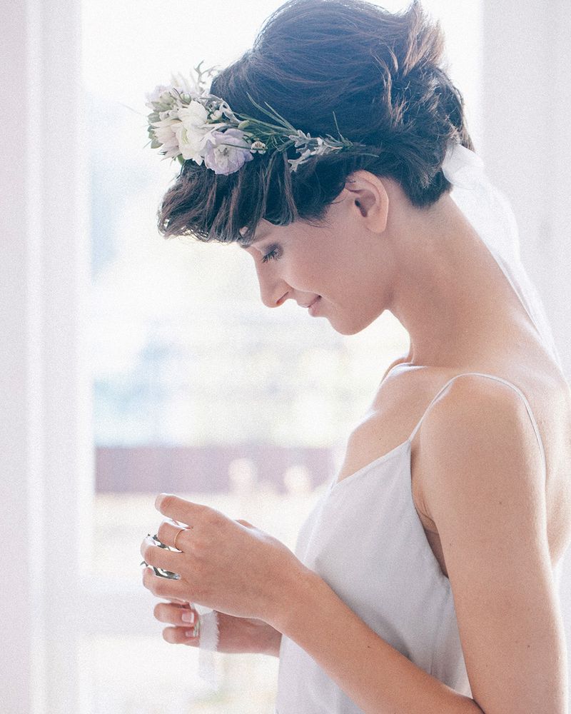 Tousled Pixie with Veil