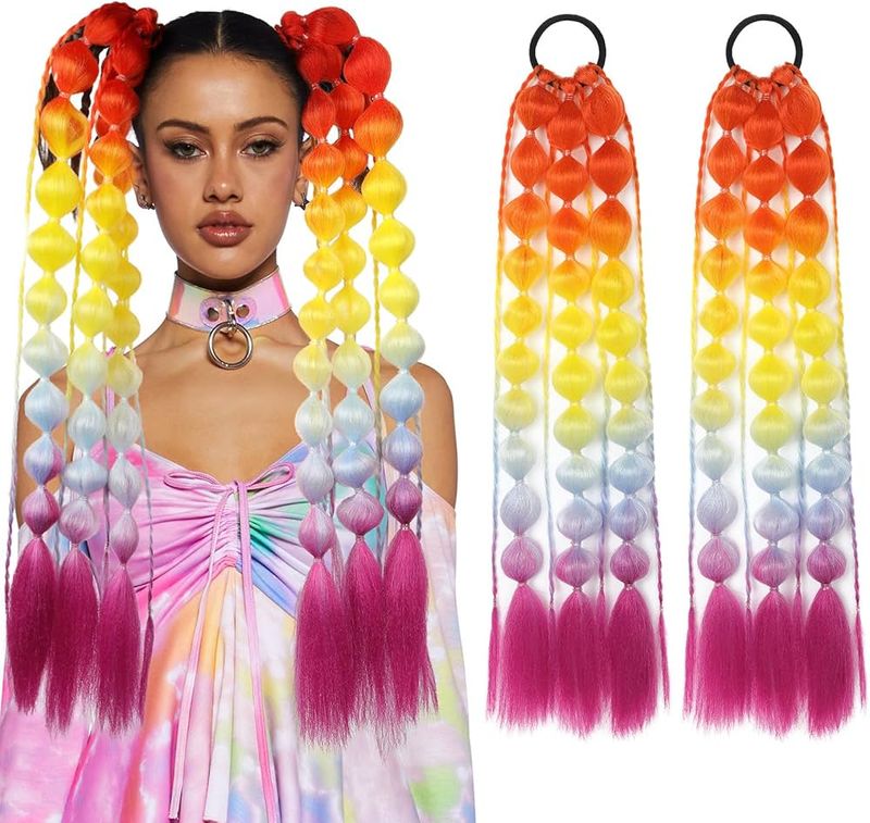 Festival Rainbow Bubble Ponytail