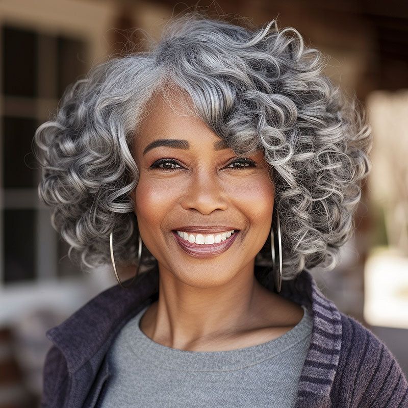 Voluminous Curls with Bangs