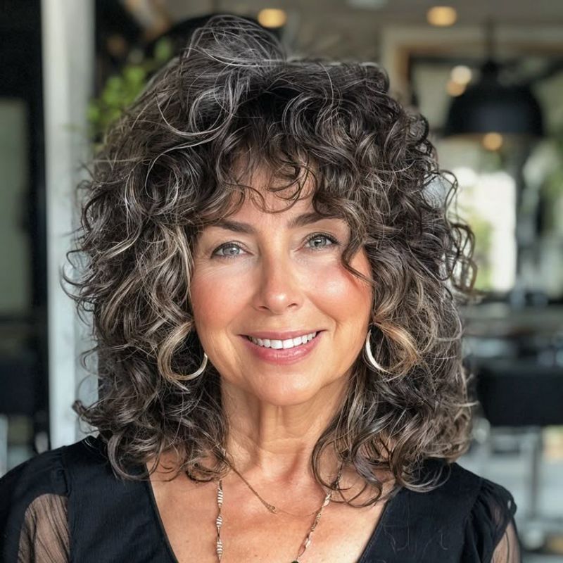 Voluminous Curls with Fringe