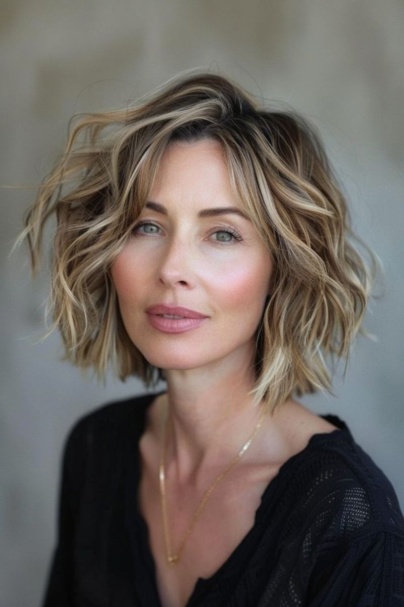 Wavy Bob with Highlights