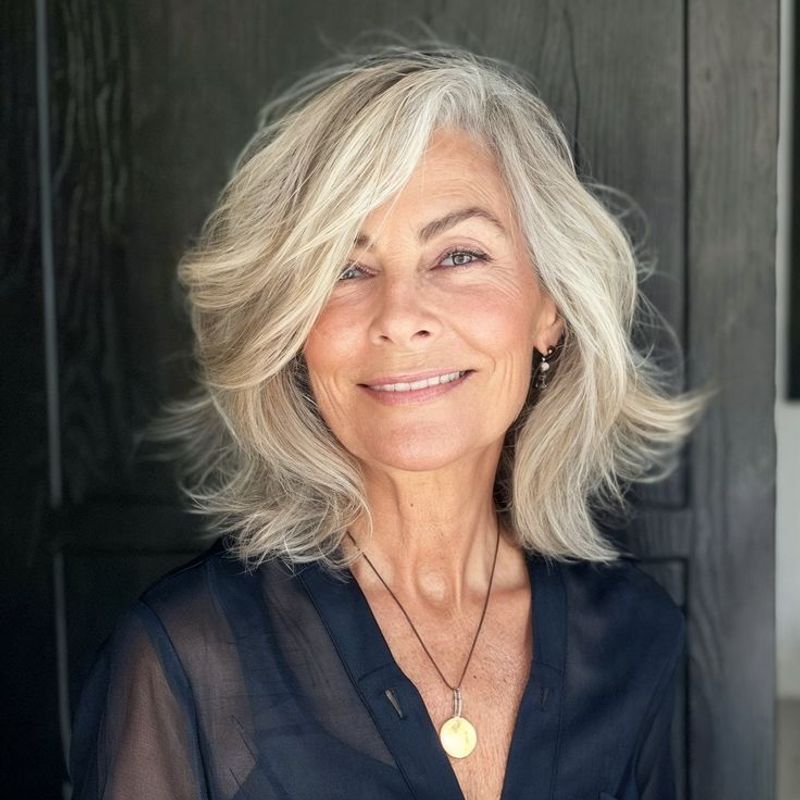 Wavy Lob with Side Part