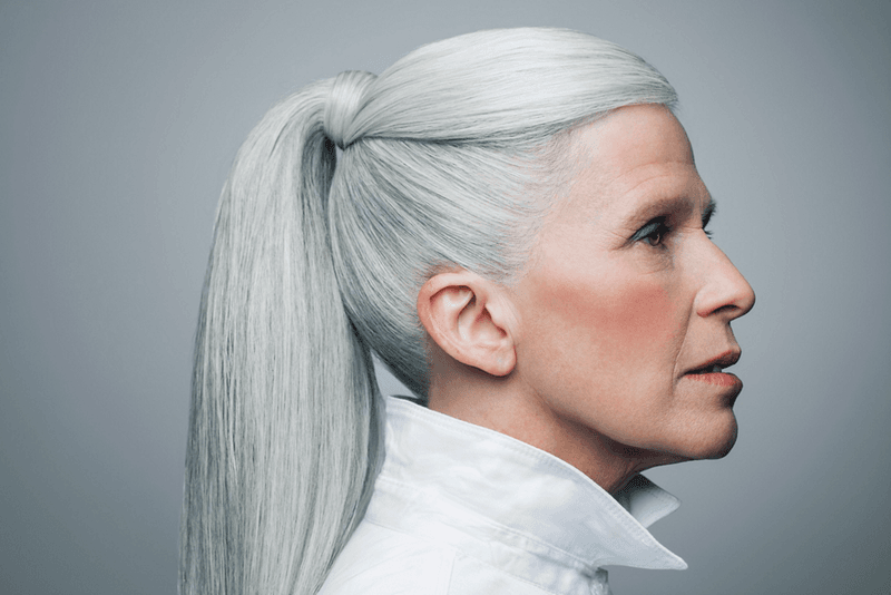 Youthful Gray Ponytail