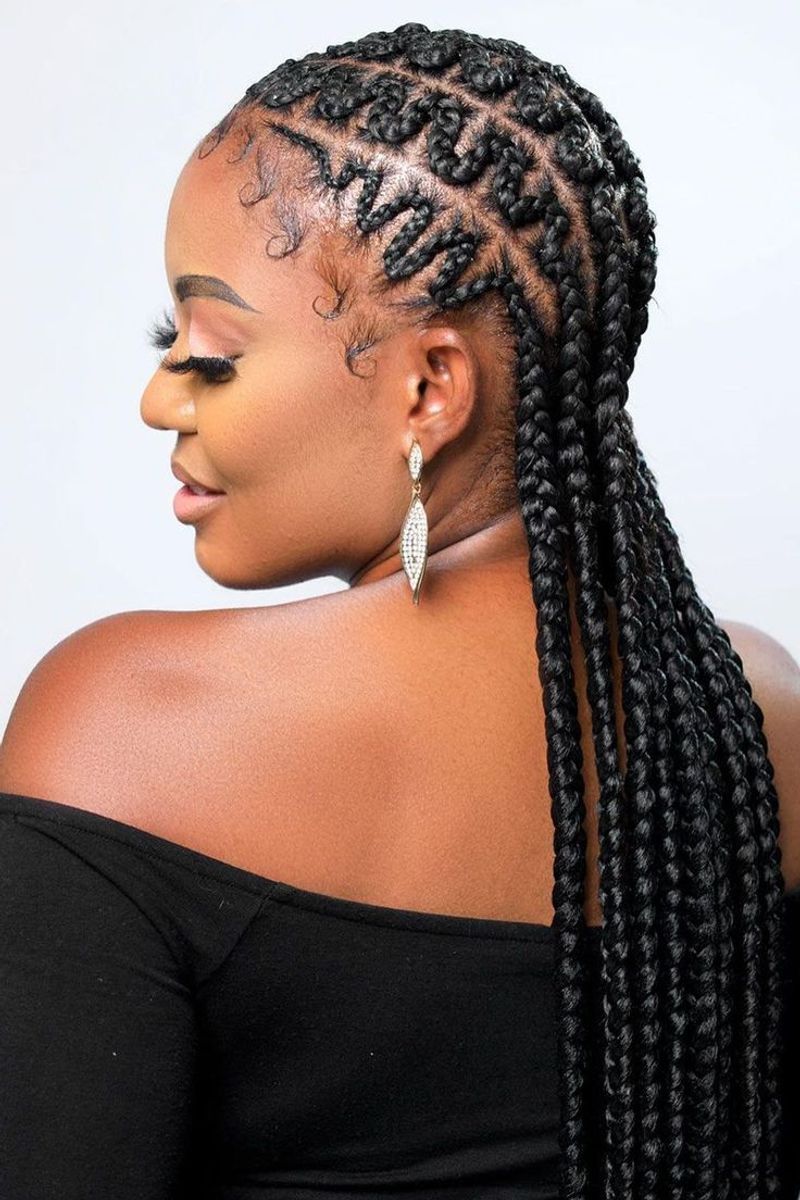 Zig-Zag Part Ghana Braids