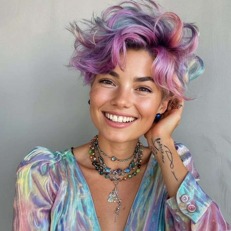 Bold Pixie with Color Streaks