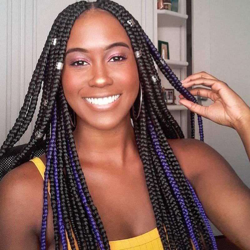 Box Braids with Color Accents