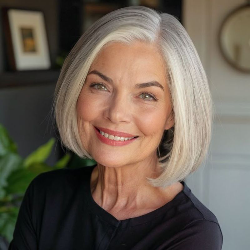 Chin-Length Grey Bob