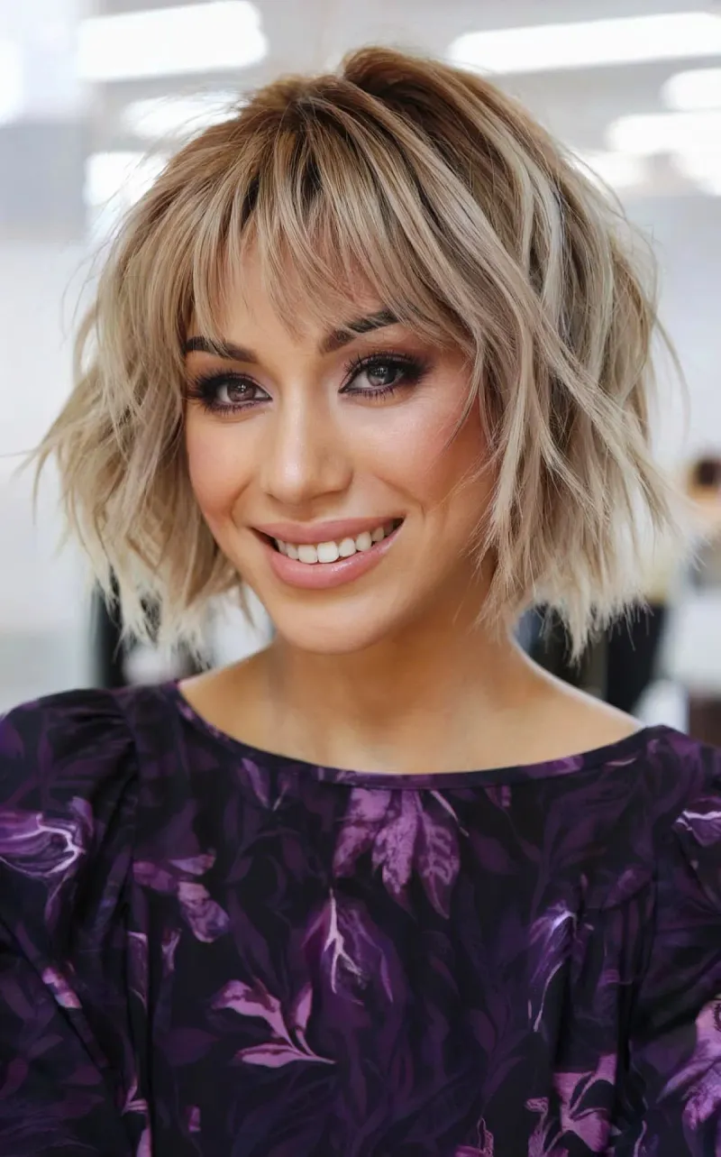 Layered Bob with Heavy Bangs