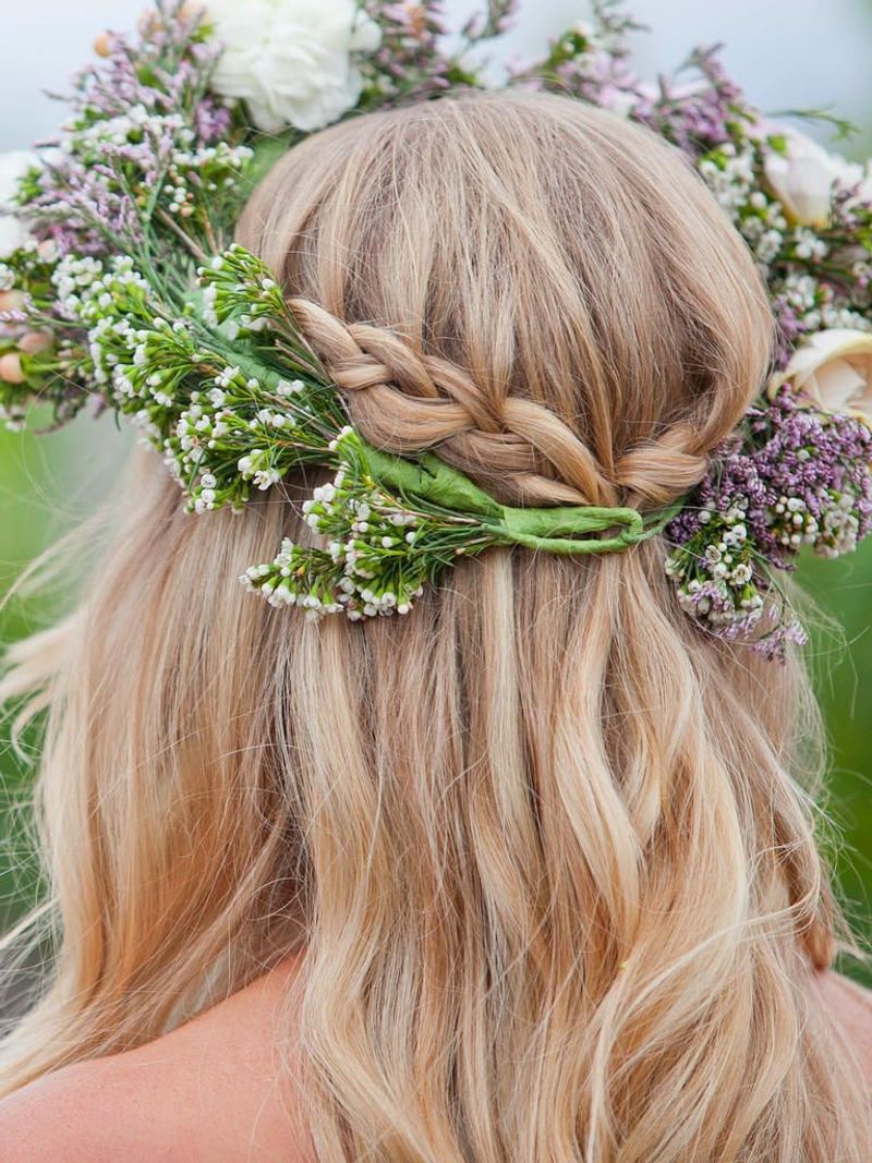 Crown Braids with Natural Flowers