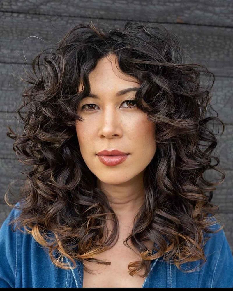 Curly Curtain Bangs