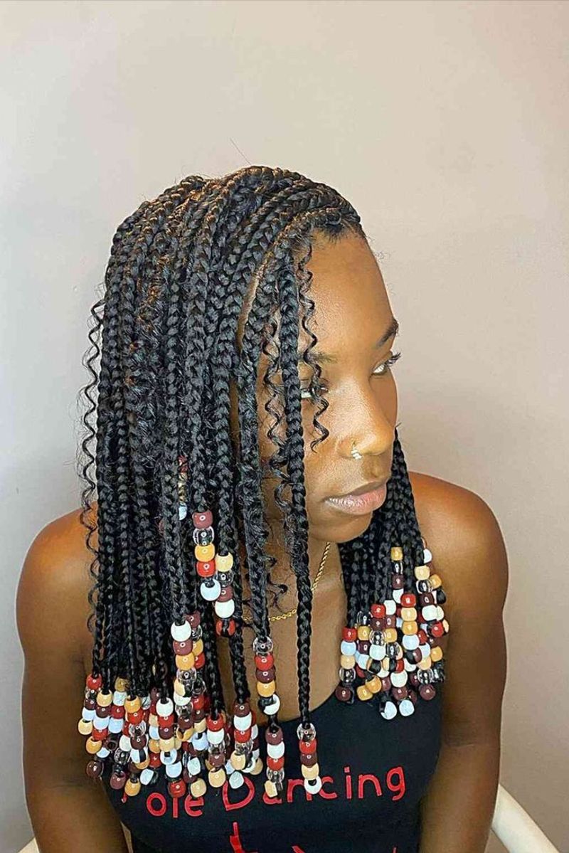 Box Braids with Beads
