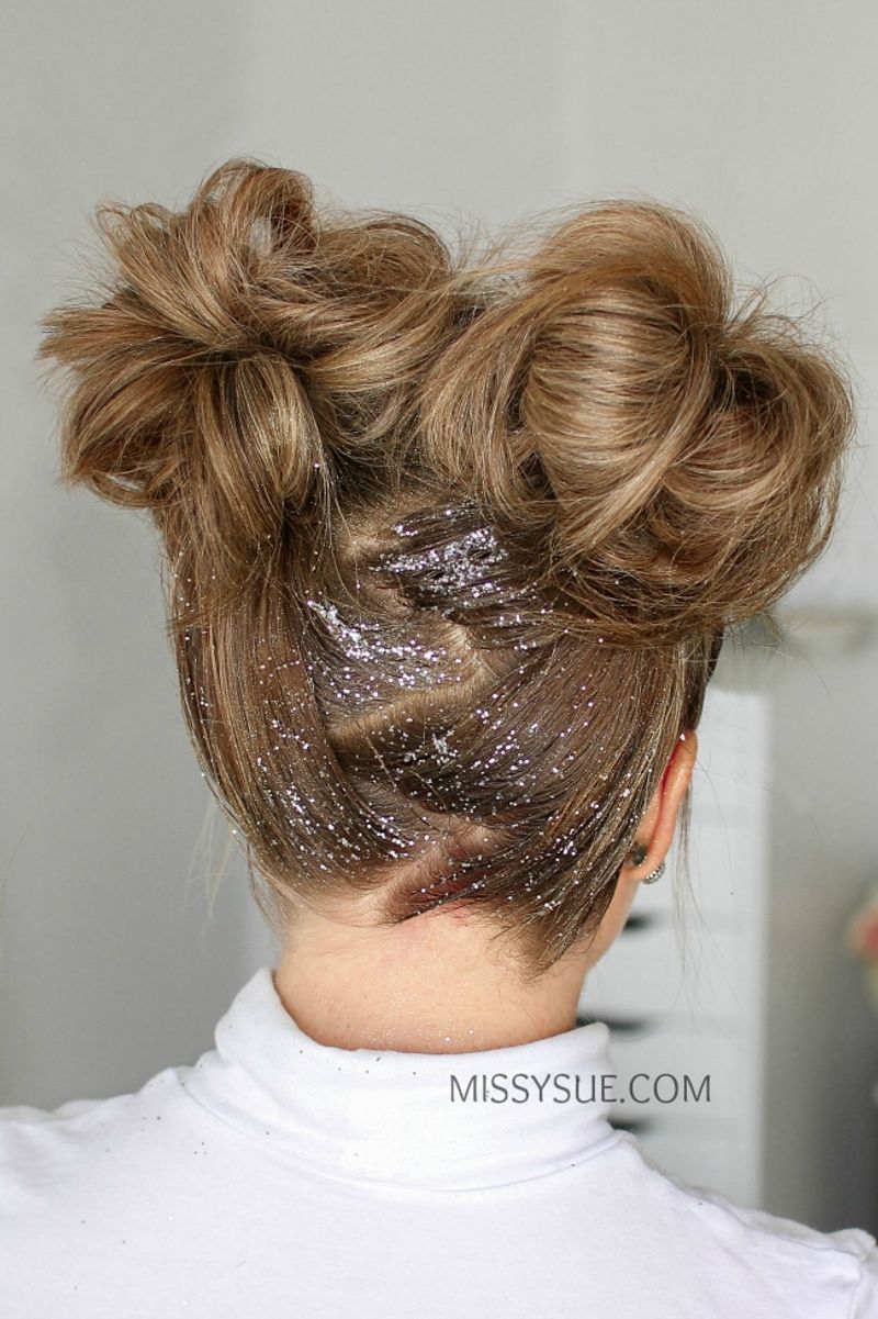 Messy Bun with Glitter