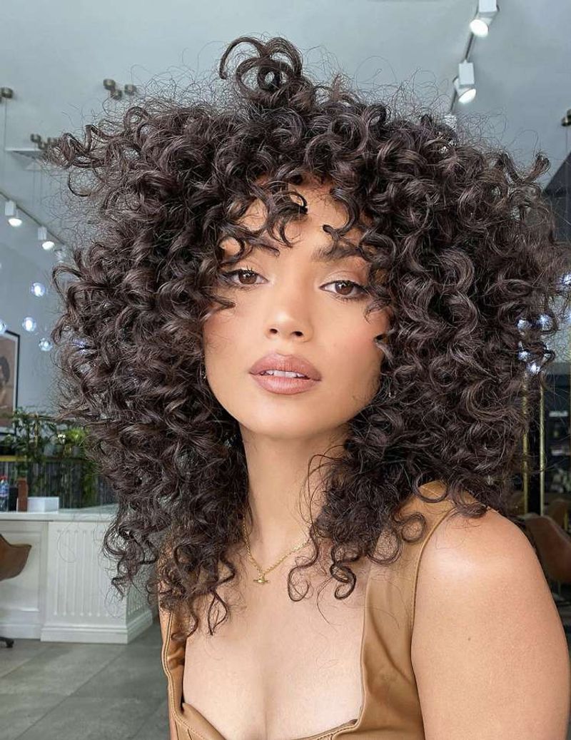 Flattering Curly Bangs