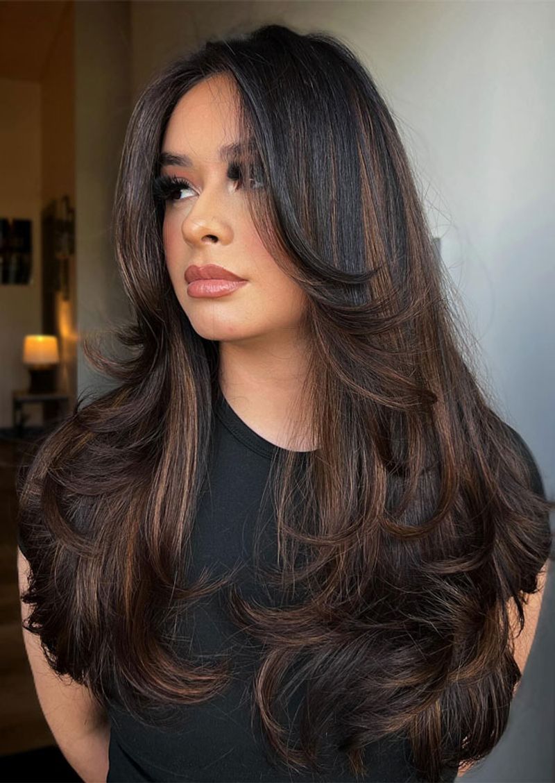 Layered Hair with Face-Framing Highlights