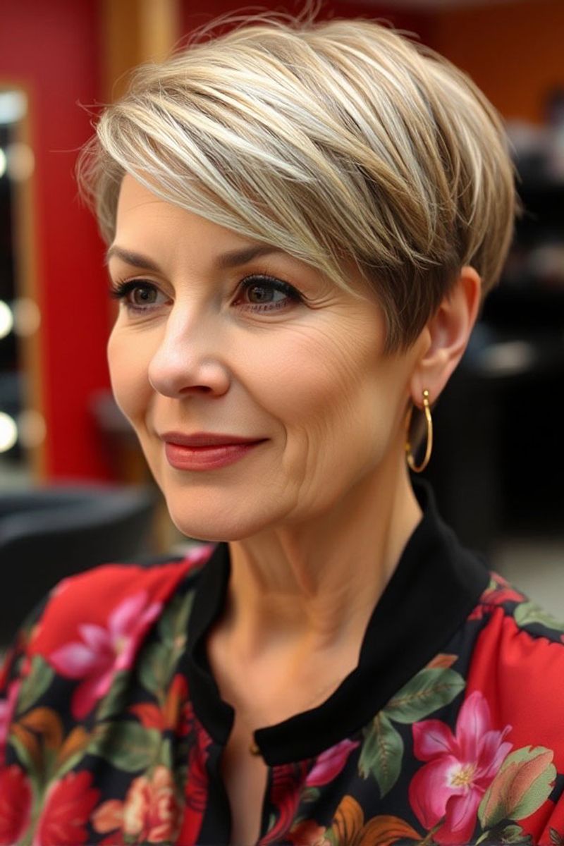 Sleek Pixie Shag with Side Part