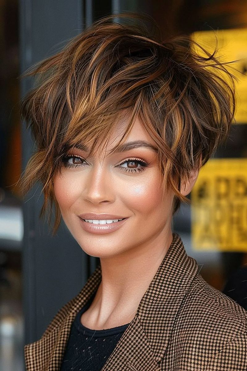 Layered Pixie with Highlights