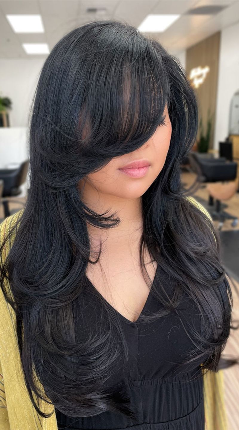 Long Layers with Side Bangs