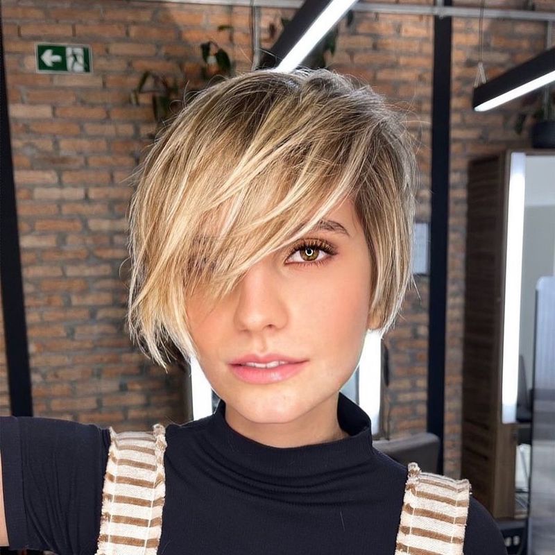 Pixie Bob with Side Swept Bangs