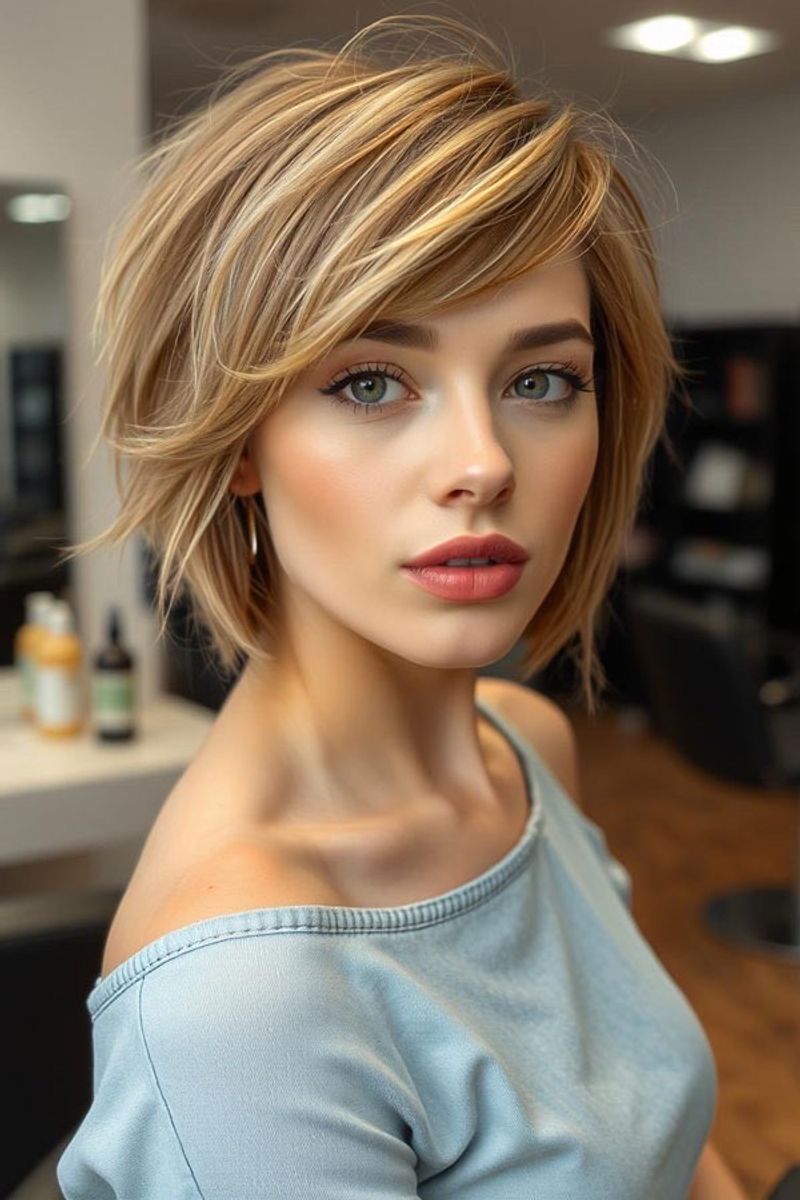 Sassy Side-Swept Bangs