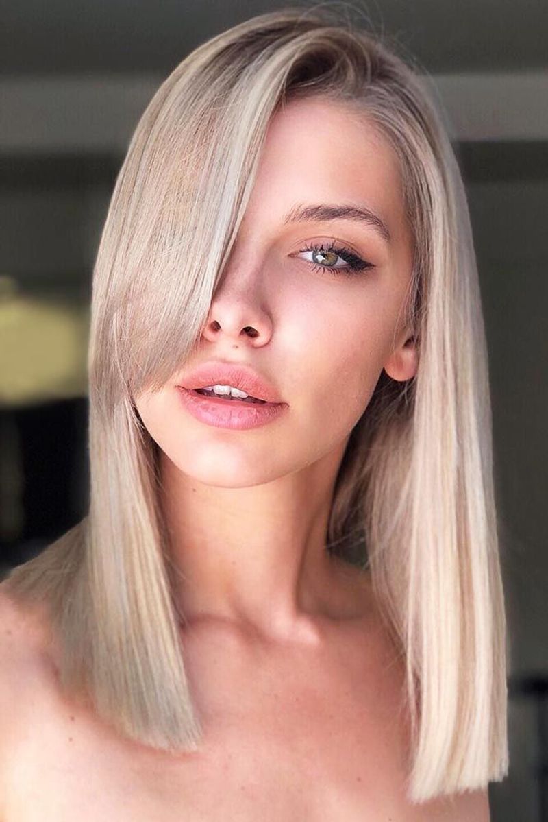 Shiny Side Swept Hair