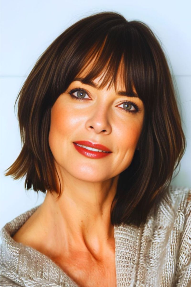 Straight Cut with Blunt Bangs