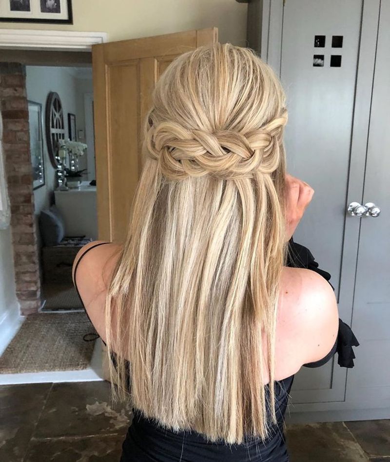 Straight Hair with Braided Crown