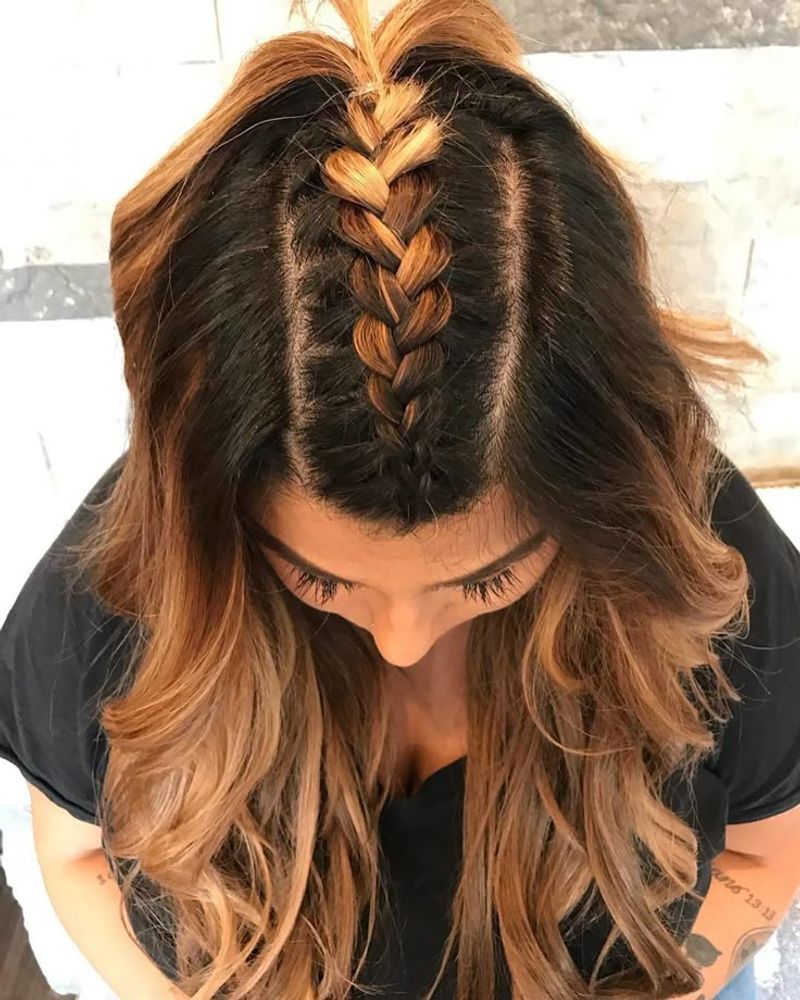 Straight Hair with Center Braid