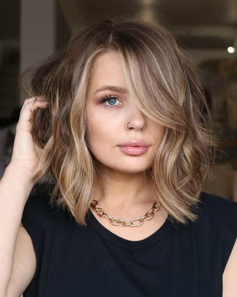 Textured Lob with Bangs