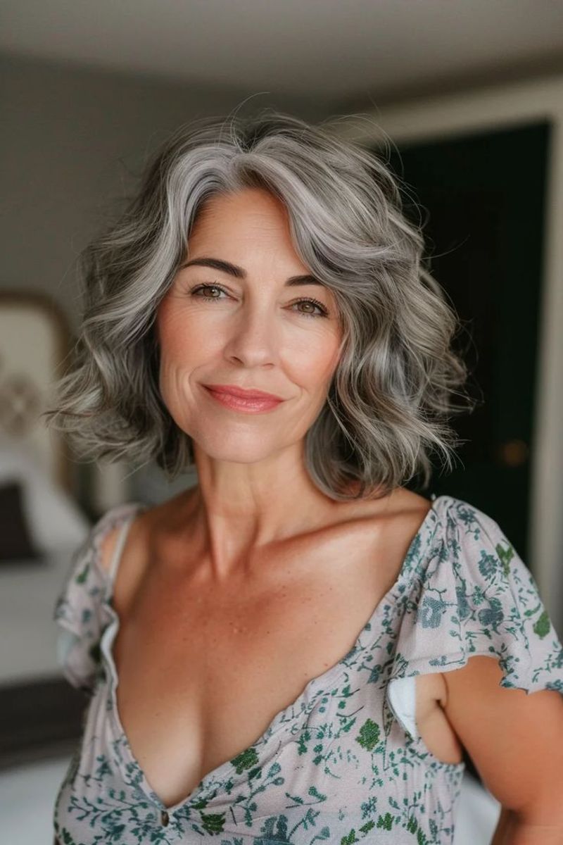 Wavy Grey Bob